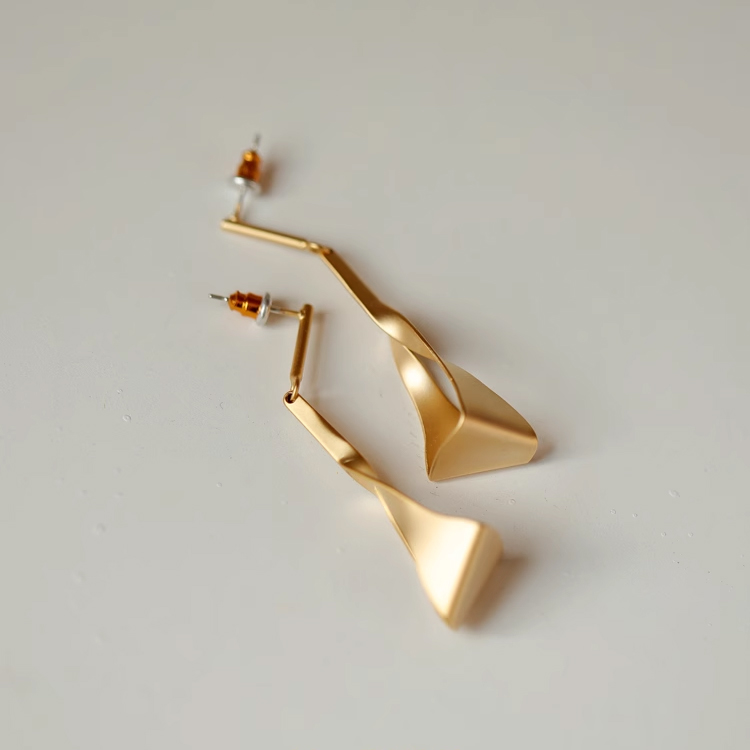 18K matte gold European and American triangle geometric retro earrings, simple long earrings S925 silver