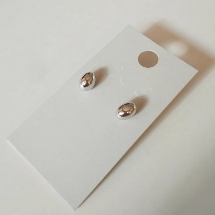 Small gold beans, copper material, silver oval beans, geometric simplicity, coldness, minimalism, ins style harbor style earrings, earrings, female