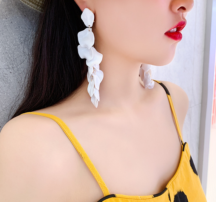 Colorful rose petals long tassel earrings earrings earrings earrings earrings