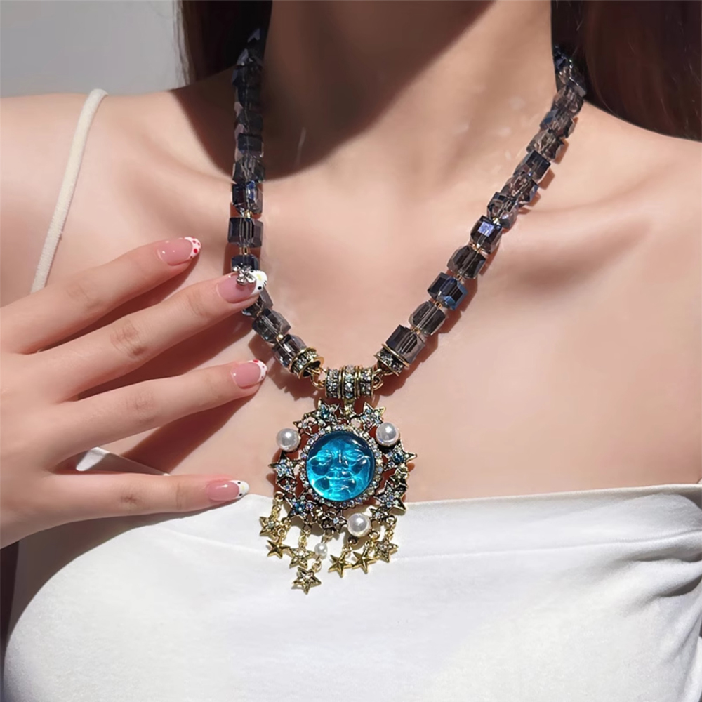 Crystal bead pearl embellishment high-end collarbone necklace