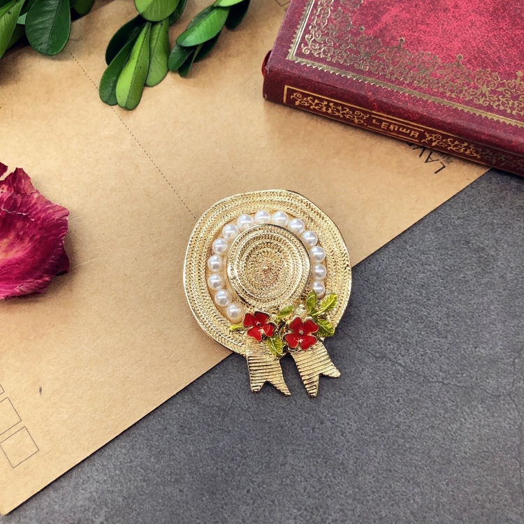 European and American handmade antique style high-end temperament enamel pearl brooch chest flower