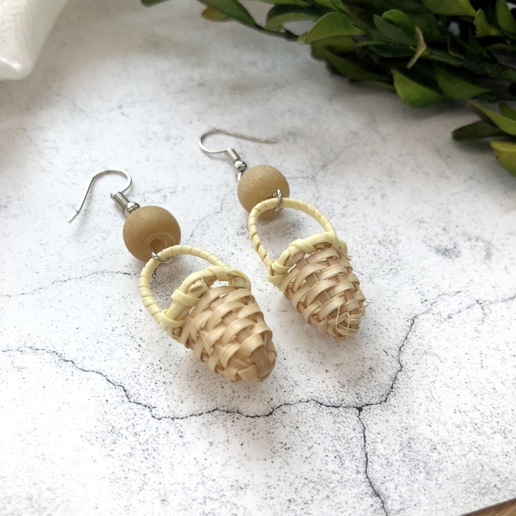 Grass vine hand woven Bohemian vacation style earrings