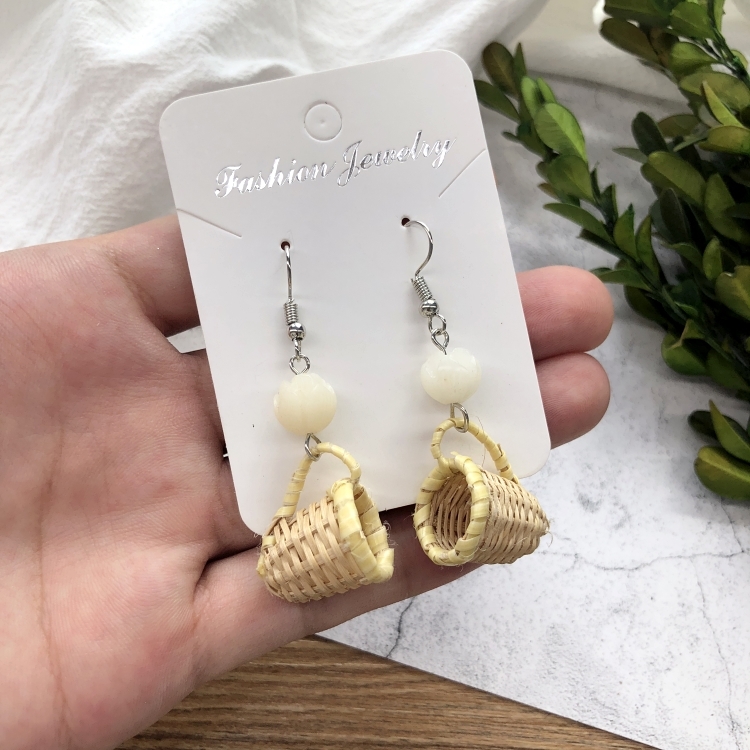 Grass vine hand woven Bohemian vacation style earrings