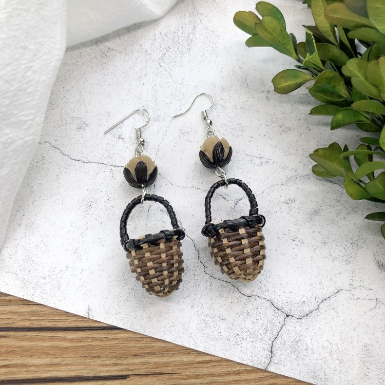 Grass vine hand woven Bohemian vacation style earrings