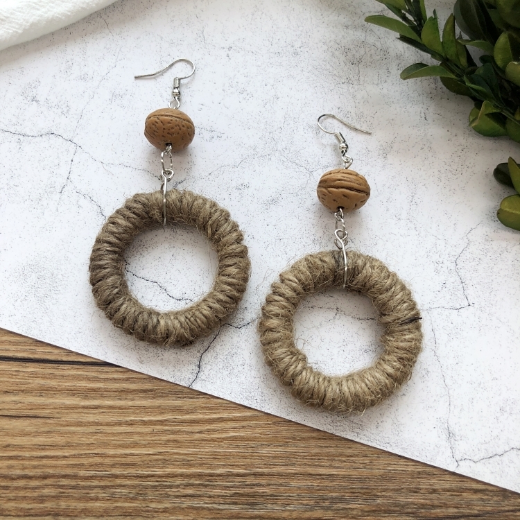 Grass vine hand woven Bohemian vacation style earrings