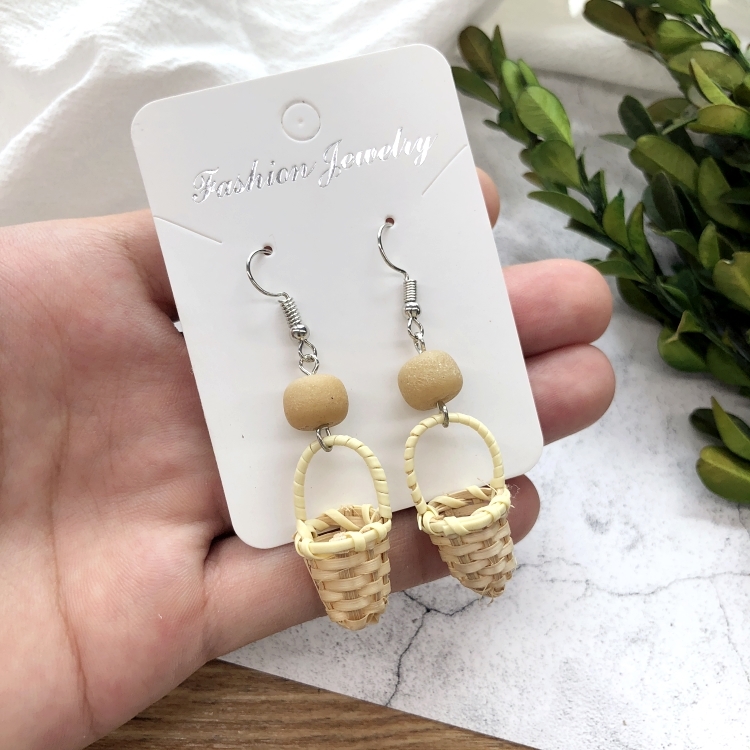 Grass vine hand woven Bohemian vacation style earrings