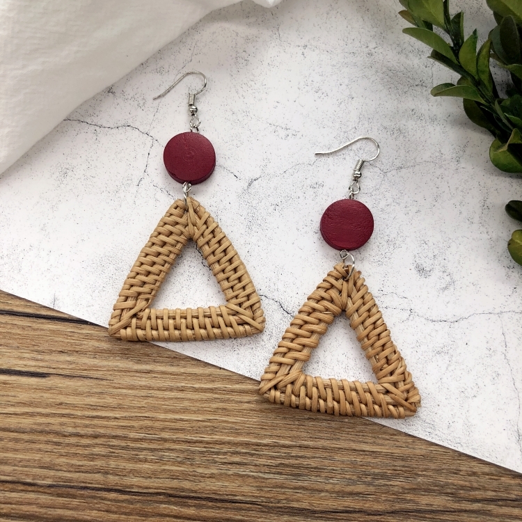 Grass vine hand woven Bohemian vacation style earrings