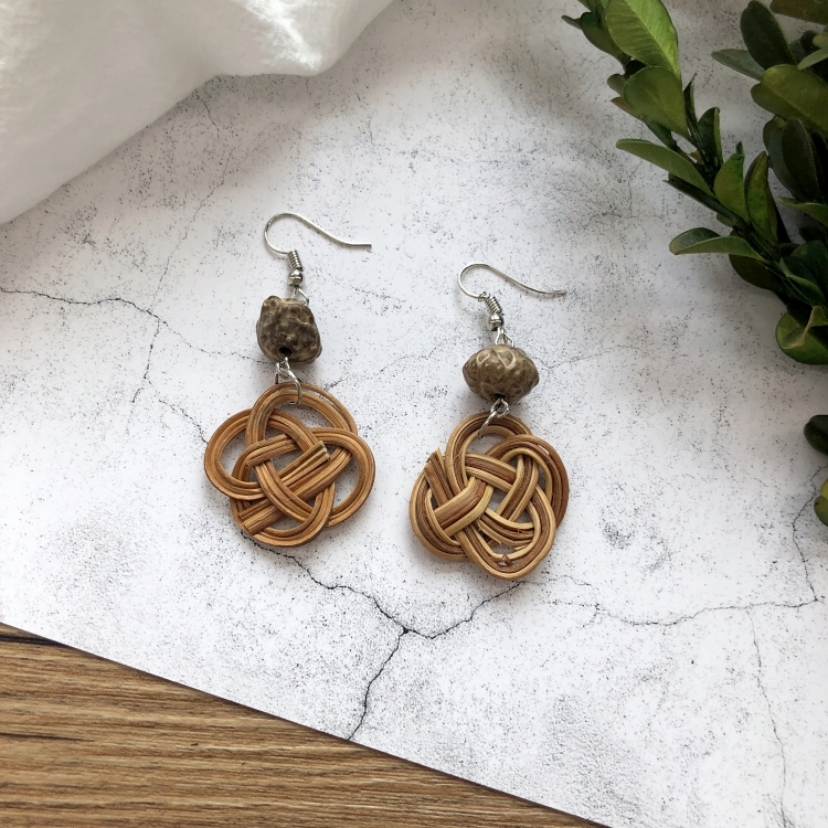 Grass vine hand woven Bohemian vacation style earrings