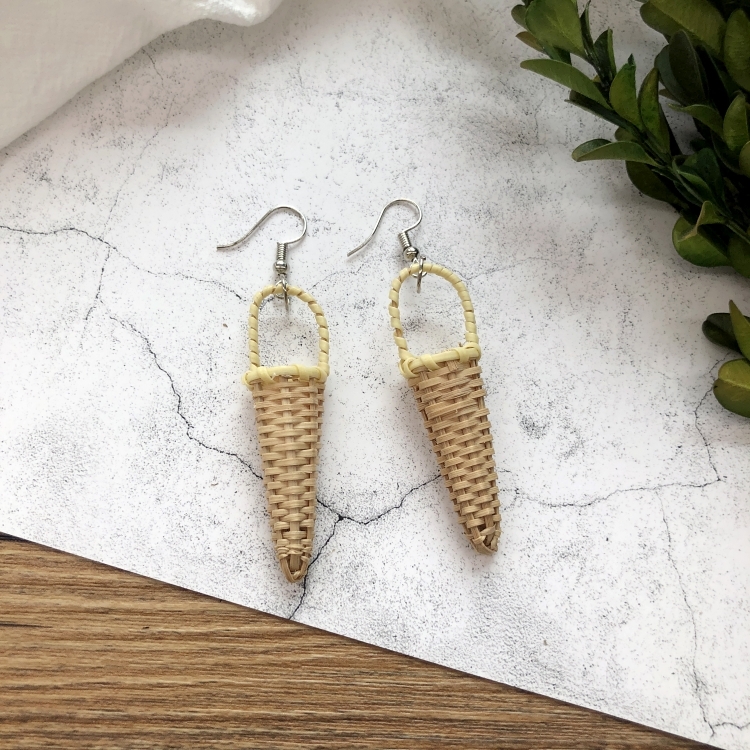 Grass vine hand woven Bohemian vacation style earrings