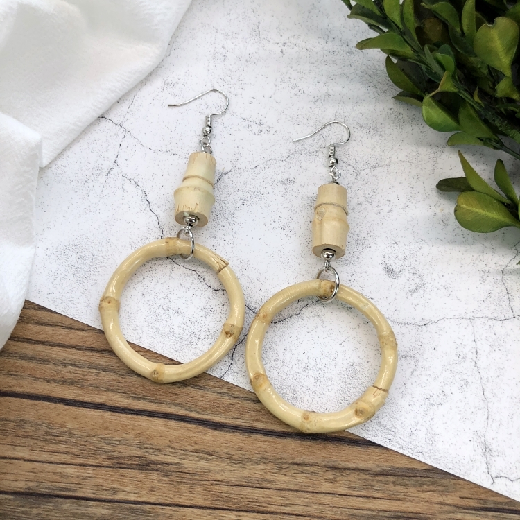 Grass vine hand woven Bohemian vacation style earrings