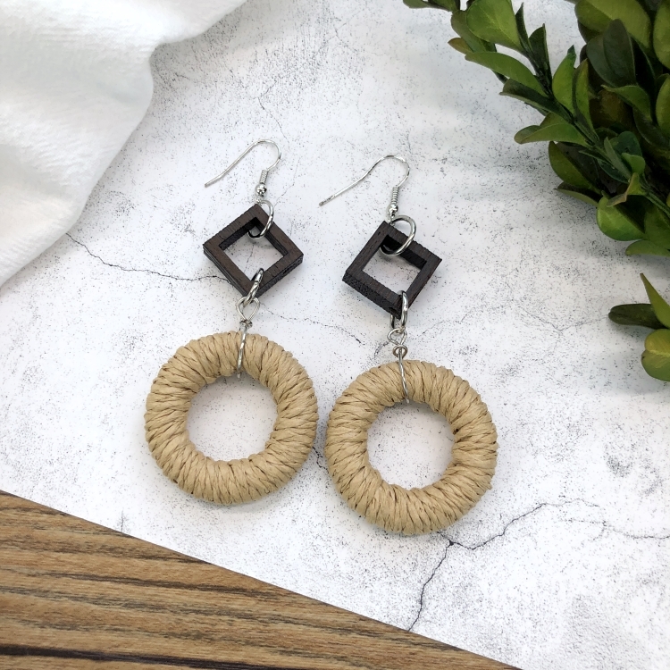 Grass vine hand woven Bohemian vacation style earrings