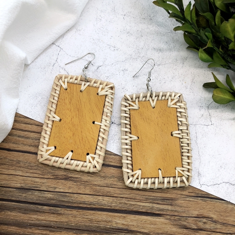 Grass vine hand woven Bohemian vacation style earrings