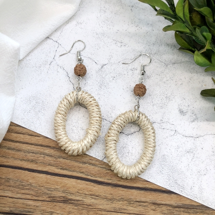 Grass vine hand woven Bohemian vacation style earrings