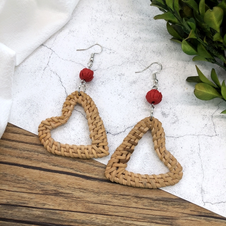 Grass vine hand woven Bohemian vacation style earrings