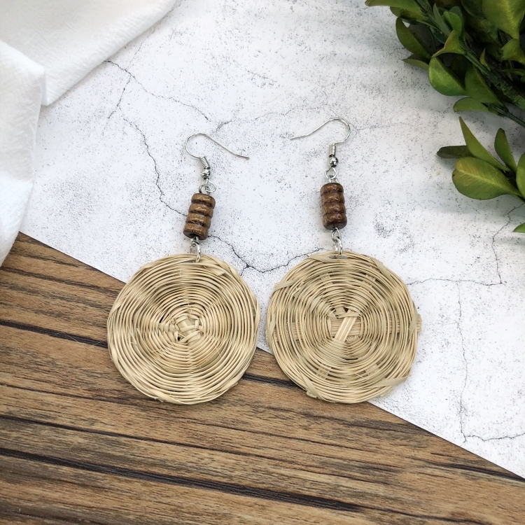 Grass vine hand woven Bohemian vacation style earrings