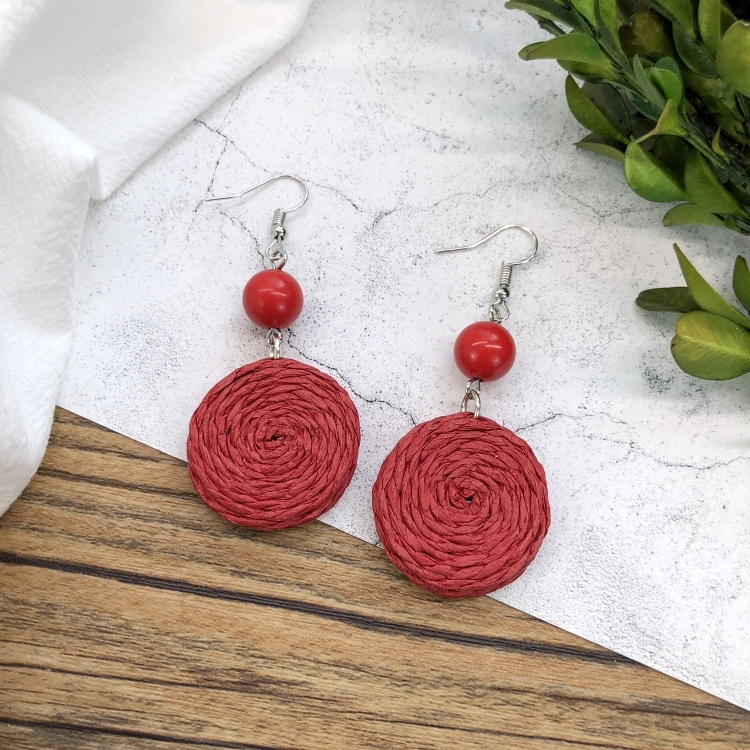 Grass vine hand woven Bohemian vacation style earrings