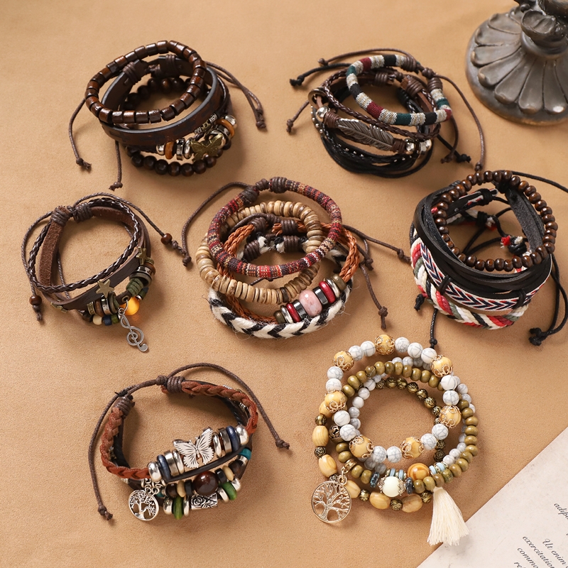 Unique Bohemian style hand woven multi-layer bracelet