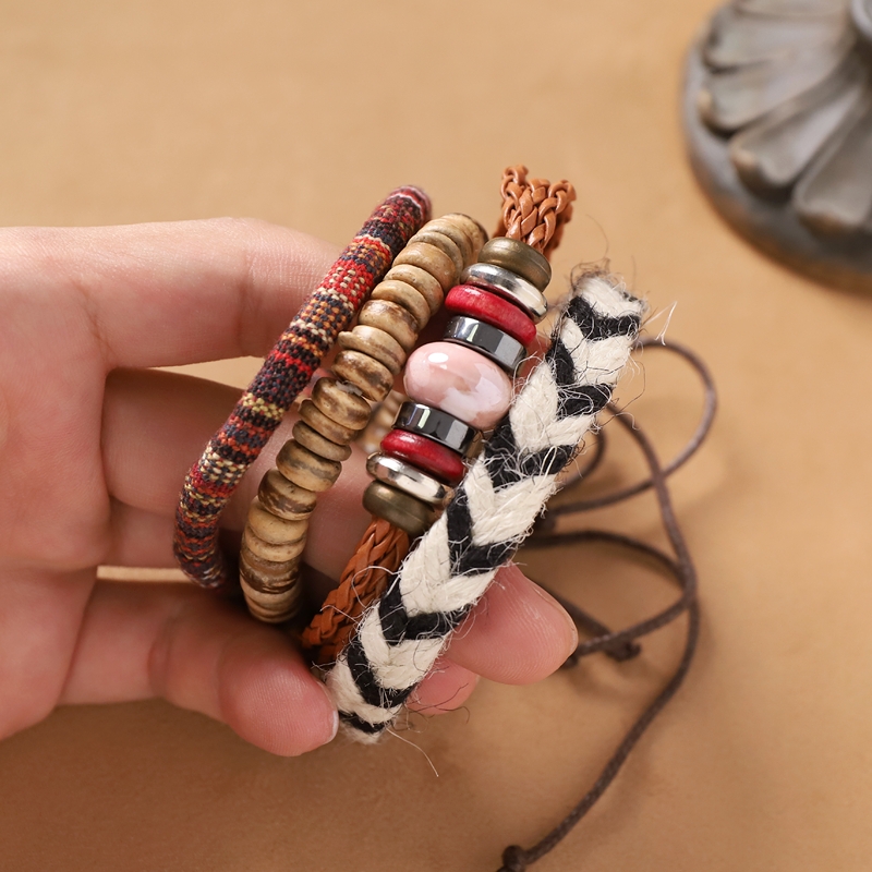 Unique Bohemian style hand woven multi-layer bracelet