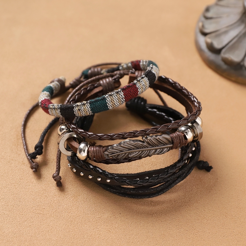 Unique Bohemian style hand woven multi-layer bracelet