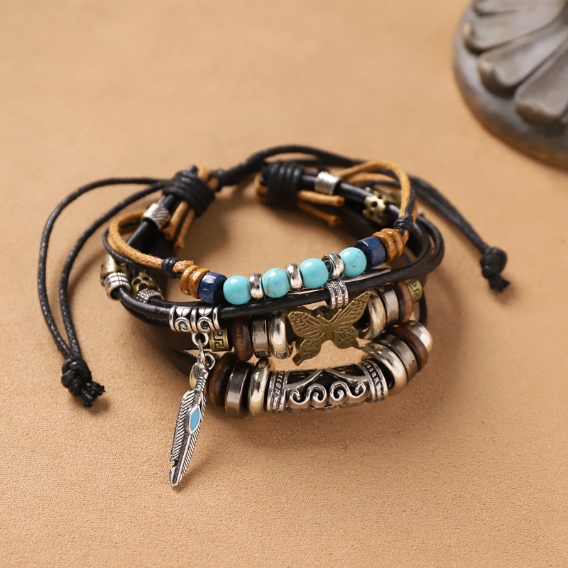 Unique Bohemian style hand woven multi-layer bracelet