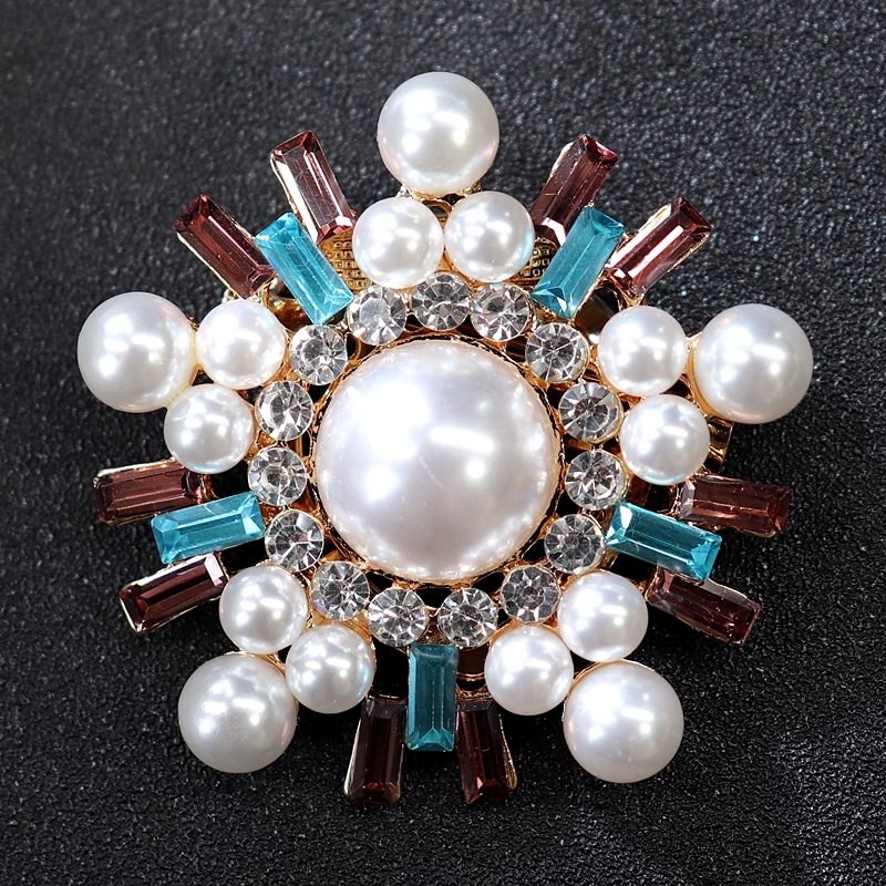 Various pearl, crystal, sapphire, luxurious diamond studded brooch, chest flower