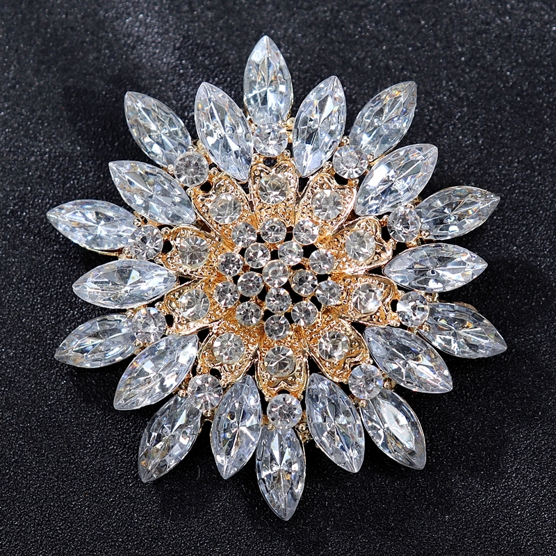 Various pearl, crystal, sapphire, luxurious diamond studded brooch, chest flower