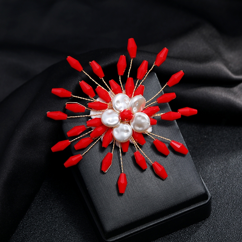 White, elegant, luxurious pearl brooch, chest flower