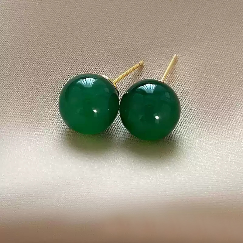 Emerald earrings [large size] 12MM