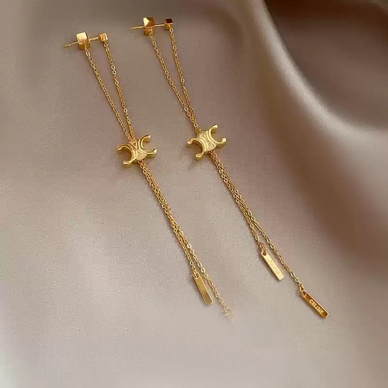 Gold tassel earrings [adjustable]