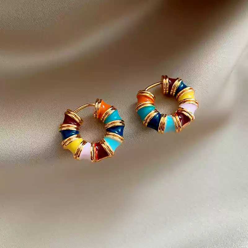 Colored glazed enamel earrings~