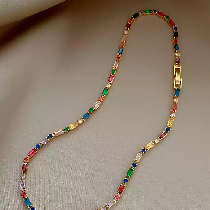 Dopamine colored zircon necklace [approximately 35.5cm]