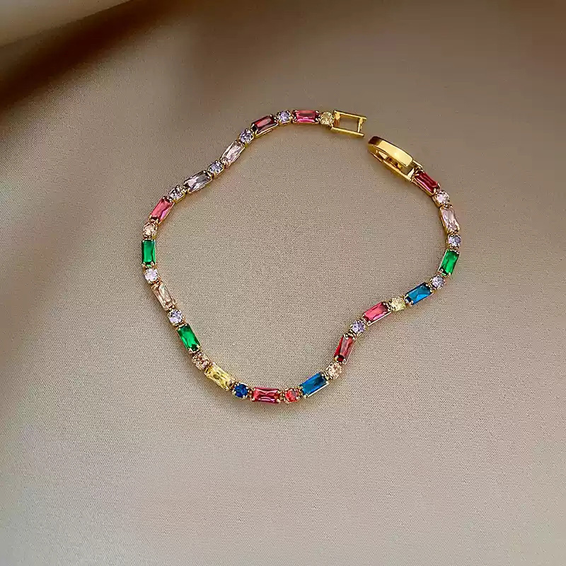 Dopamine colored zircon bracelet 【 approximately 18.3cm 】