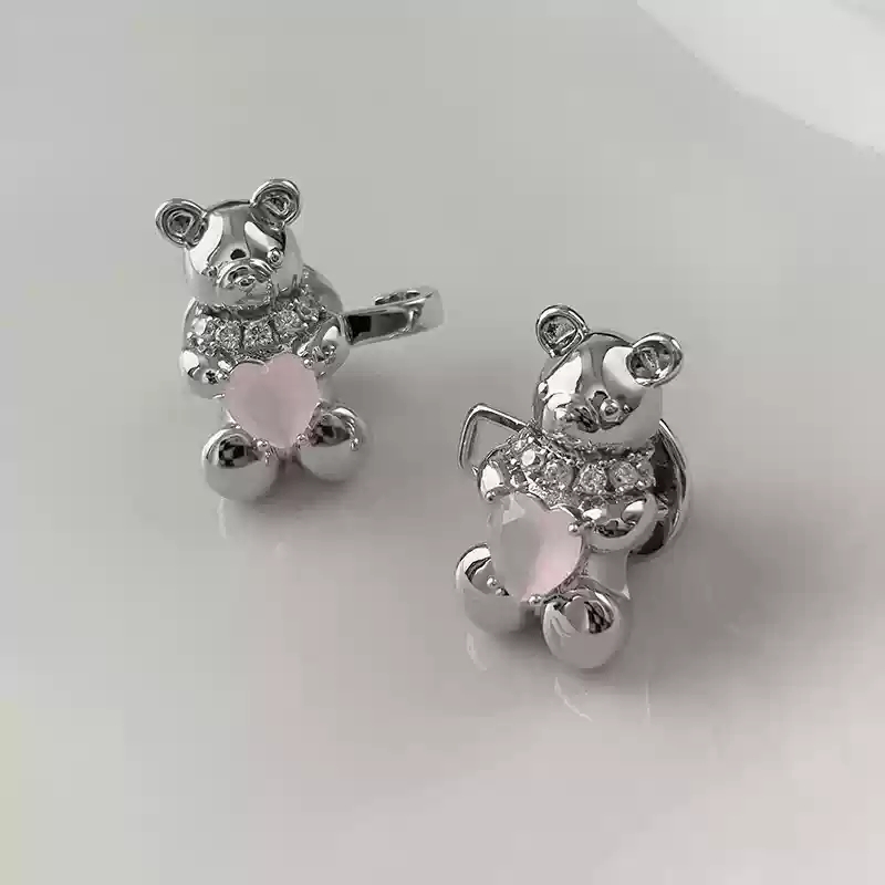 Pink Zirconia Bear Waist Buckle/Pair