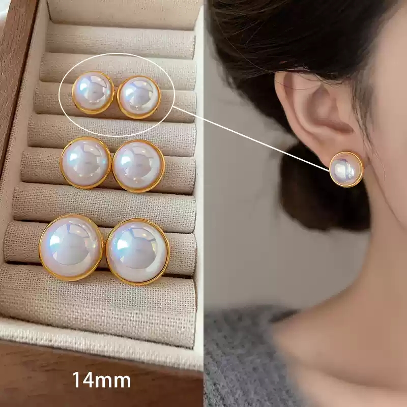 Small/High gloss pearl earrings/925 silver stud posts