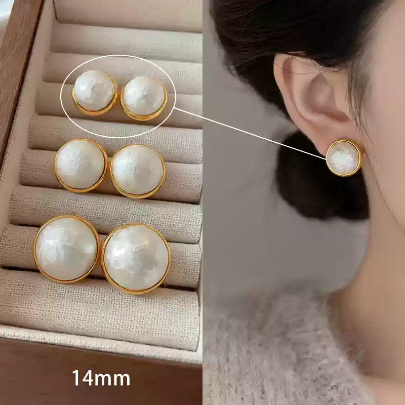 Small size/cotton pearl earrings/925 silver stud posts