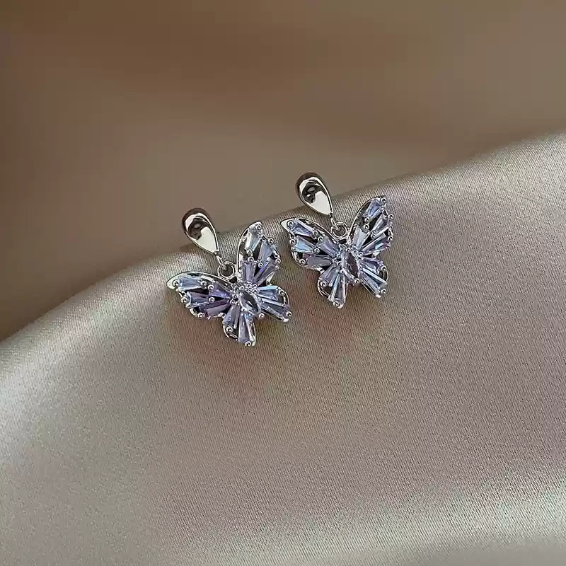 Full Diamond Butterfly Zircon Eardrops~