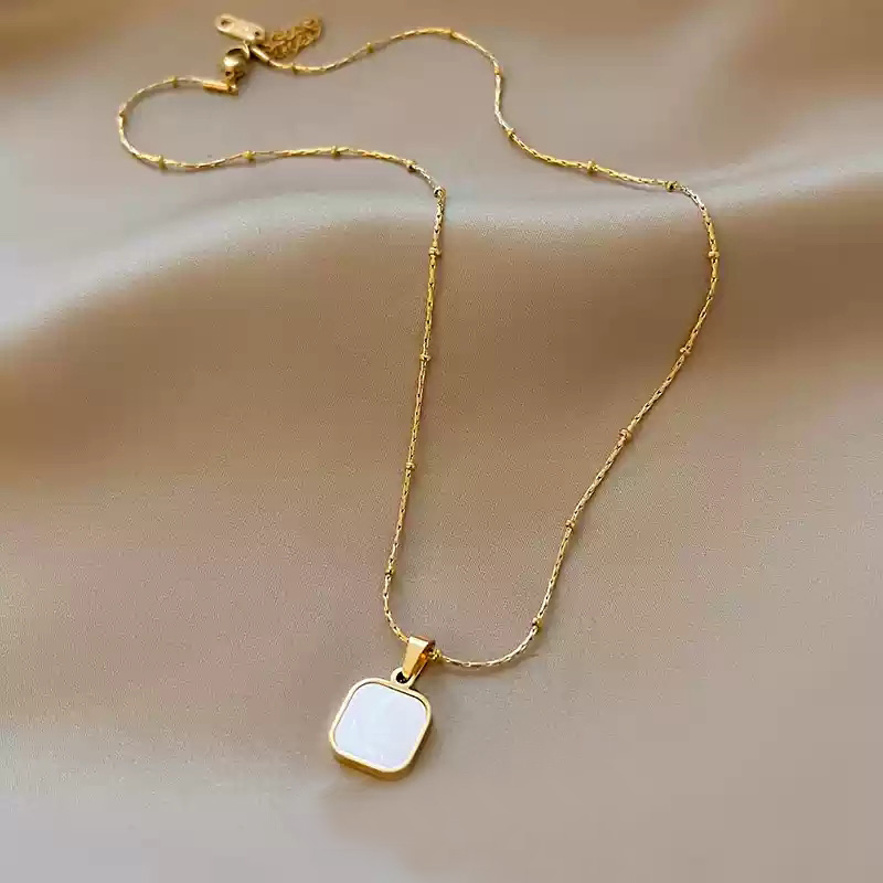 White square necklace