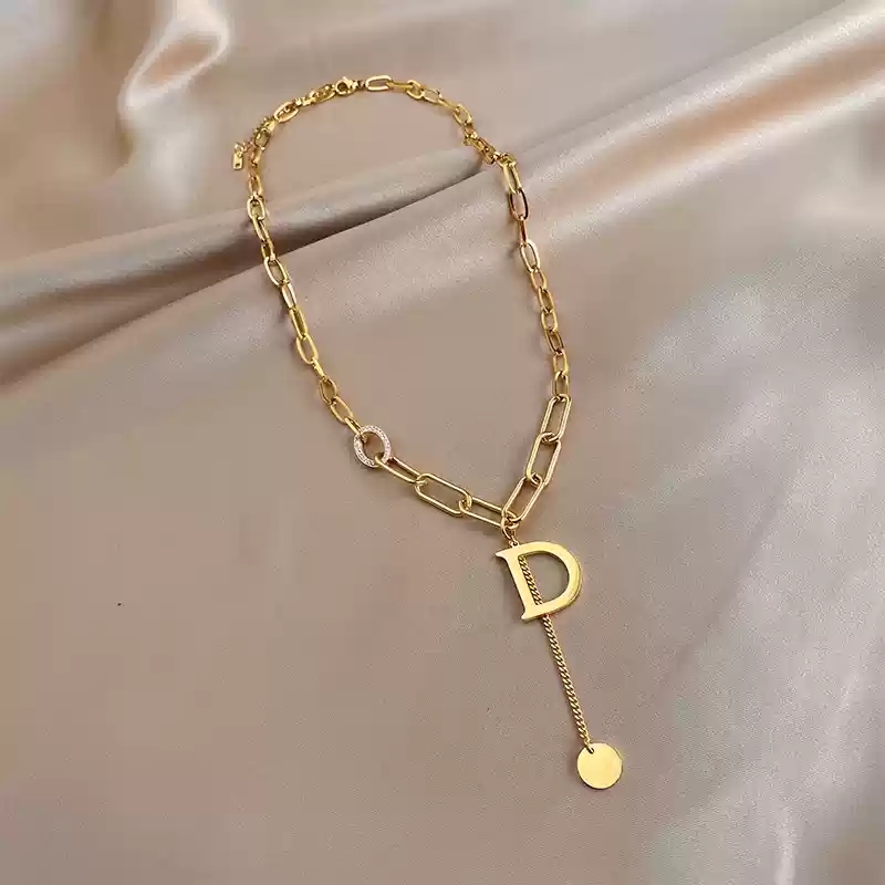 D letter pendant necklace