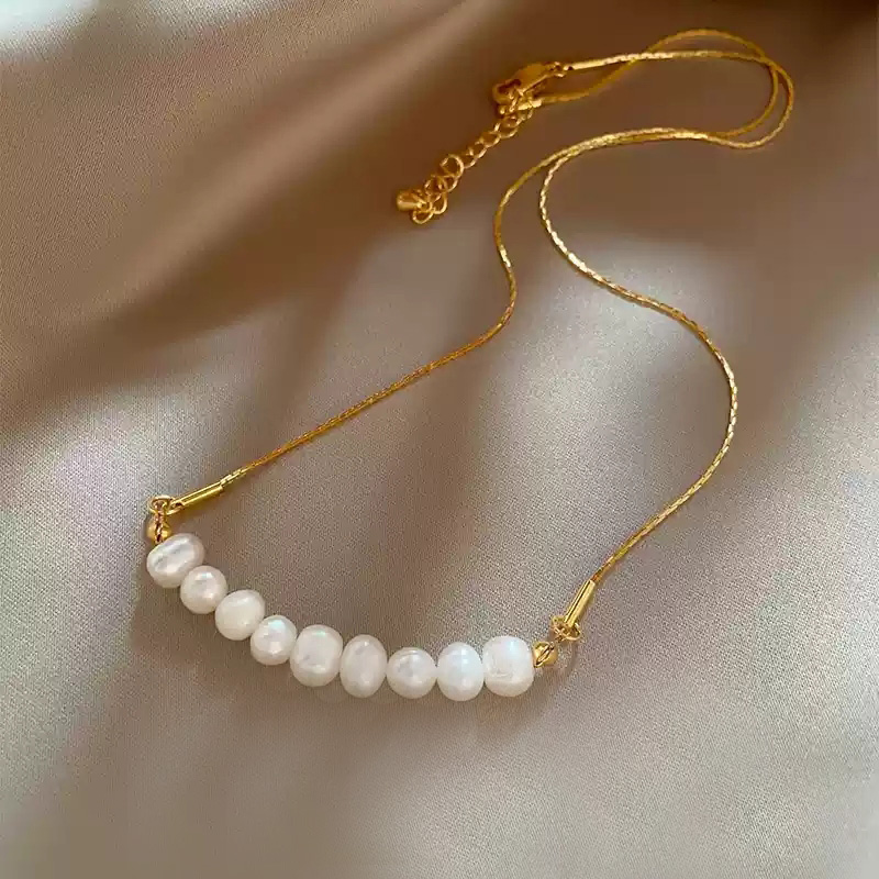 Natural pearl fine chain [approximately 48.3cm+5.3 in length]