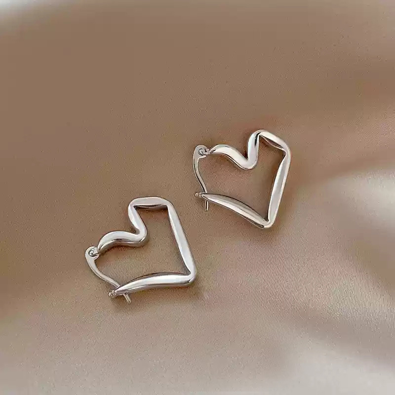 Silver heart-shaped earrings