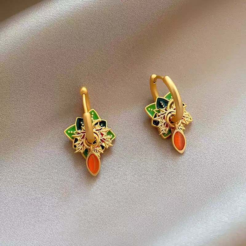 China-Chic Painted Drop Glaze Earrings