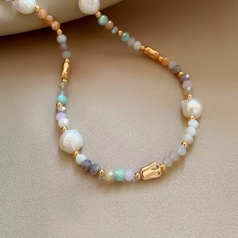 Colored Baroque Pearl Necklace [approximately 44.5+7.5cm in length]