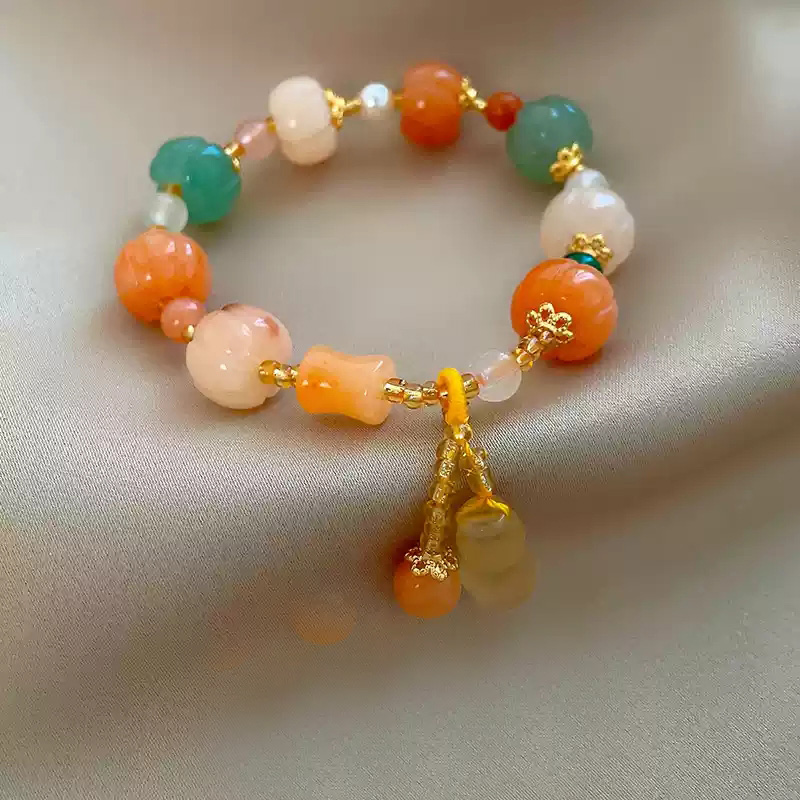 Pumpkin Golden Thread Transport Bead Hand String~