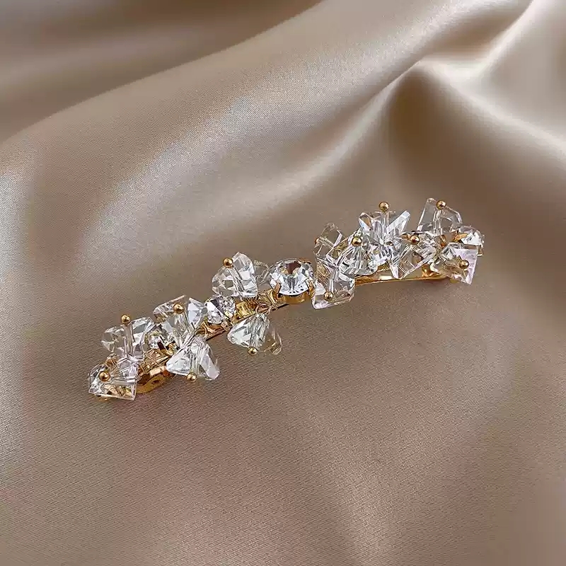 Irregular crystal hair clip