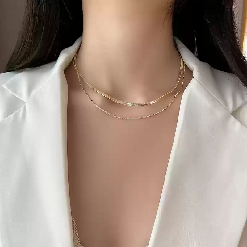 Golden double-layer snake bone chain