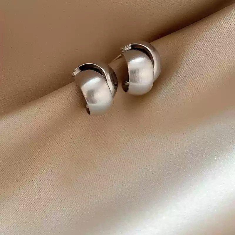 Brushed silver earrings