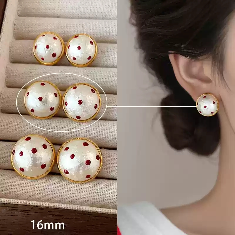 Medium/Half Round Cotton Pearl/925 Silver stud post (Hot Sale)