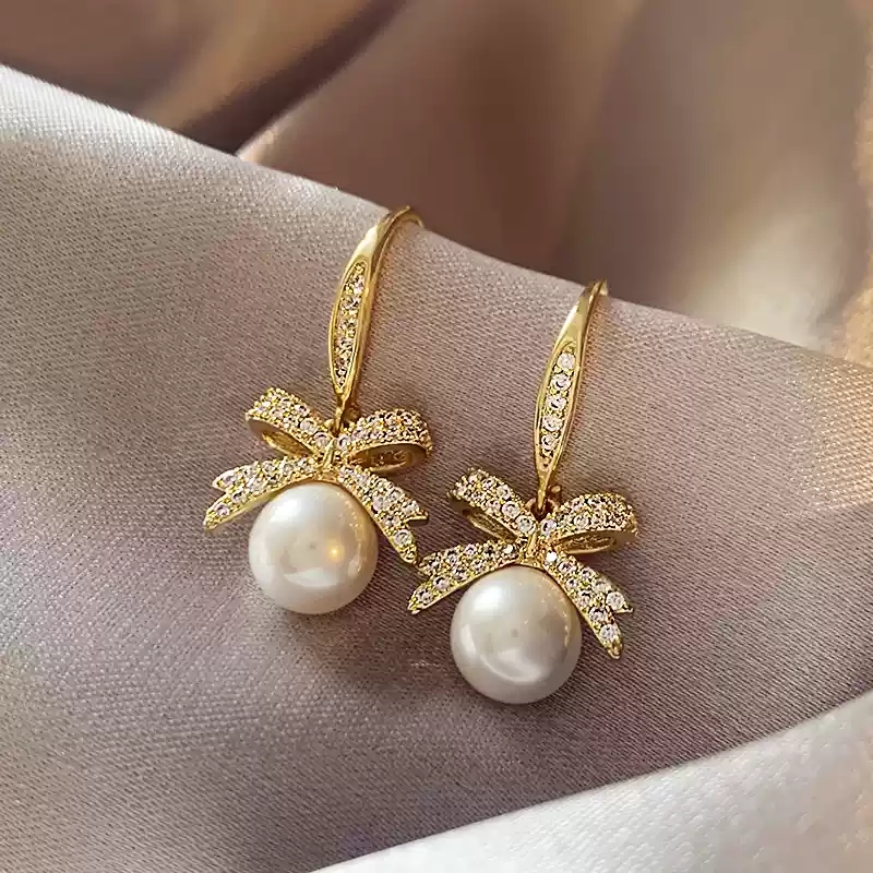 Butterfly Knot Pearl Earrings