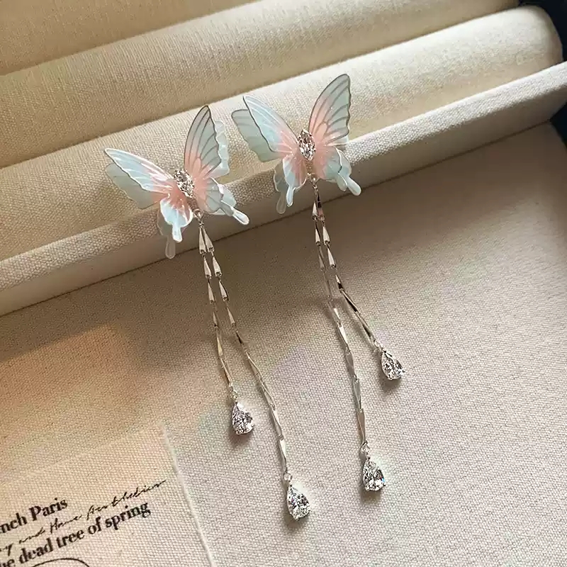 Butterfly tassel earrings