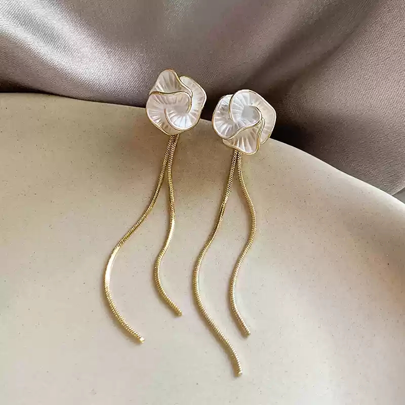 Camellia tassel earrings